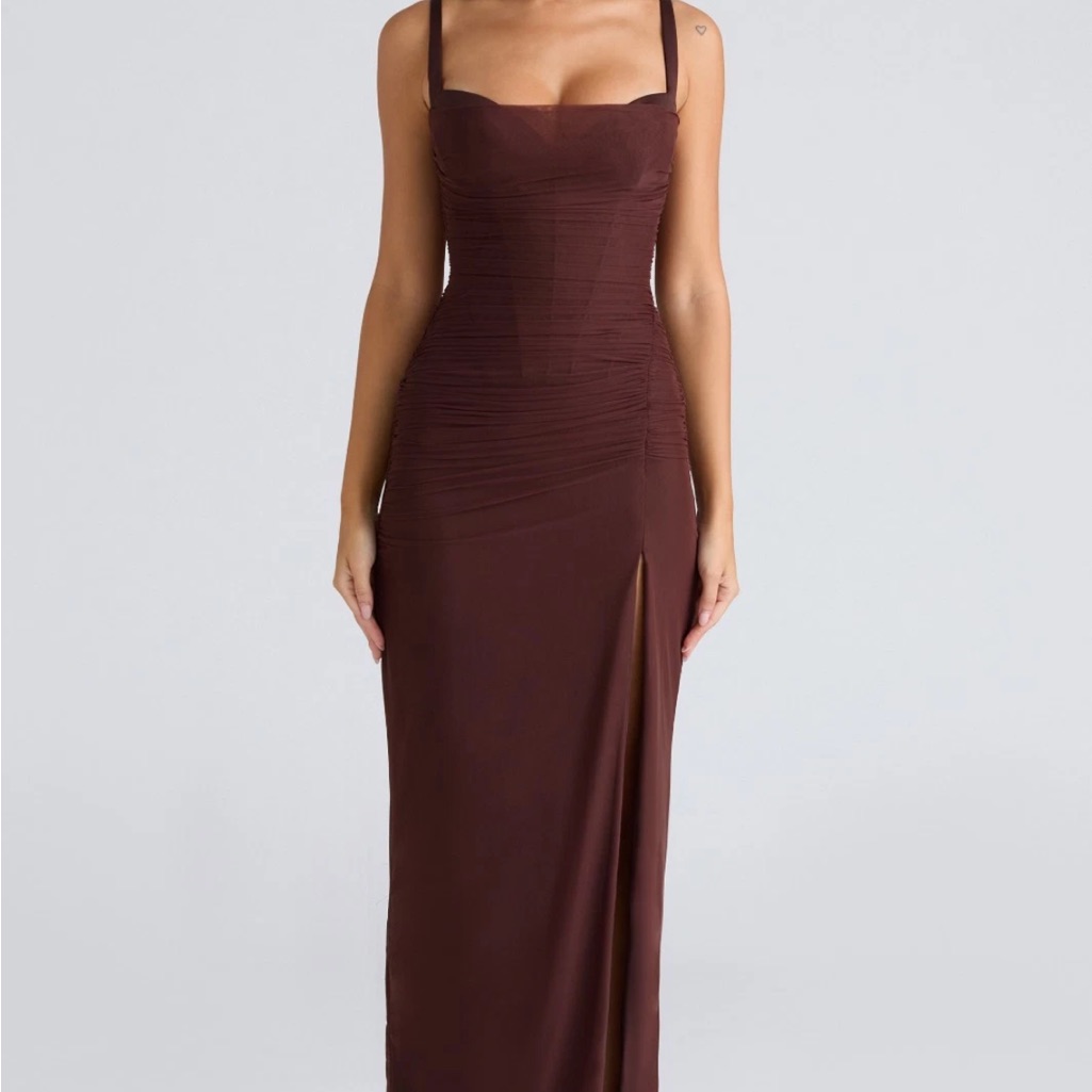 House Of Cb Lini Brown Sleeveless Maxi Dress